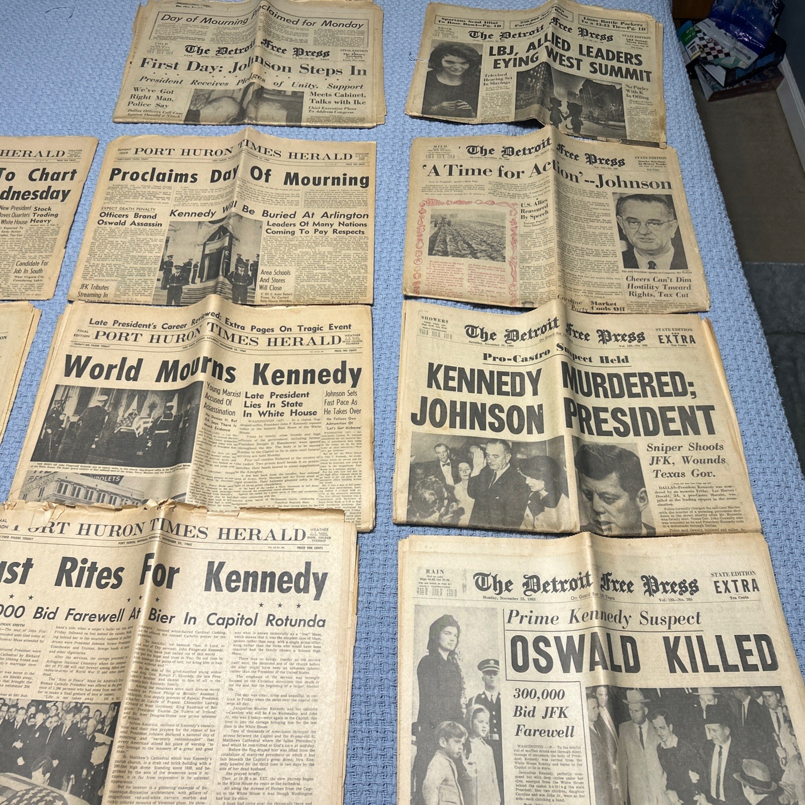 Kennedy Assassinations Newspapers Detroit – 1968 1963 – JFK RFK Oswald – Lot 13