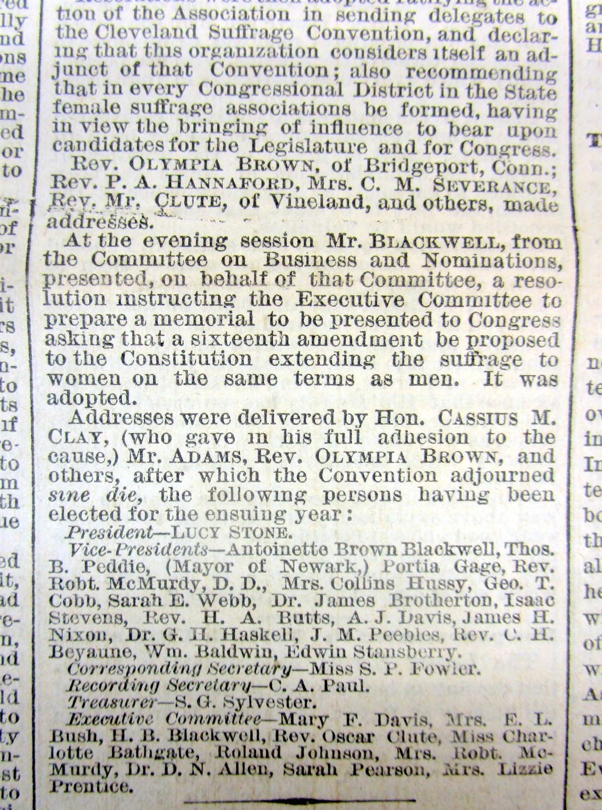 1869 NY Times newspaper with a WOMEN’S RIGHTS SUFFRAGE CONVENTION in NEW JERSEY
