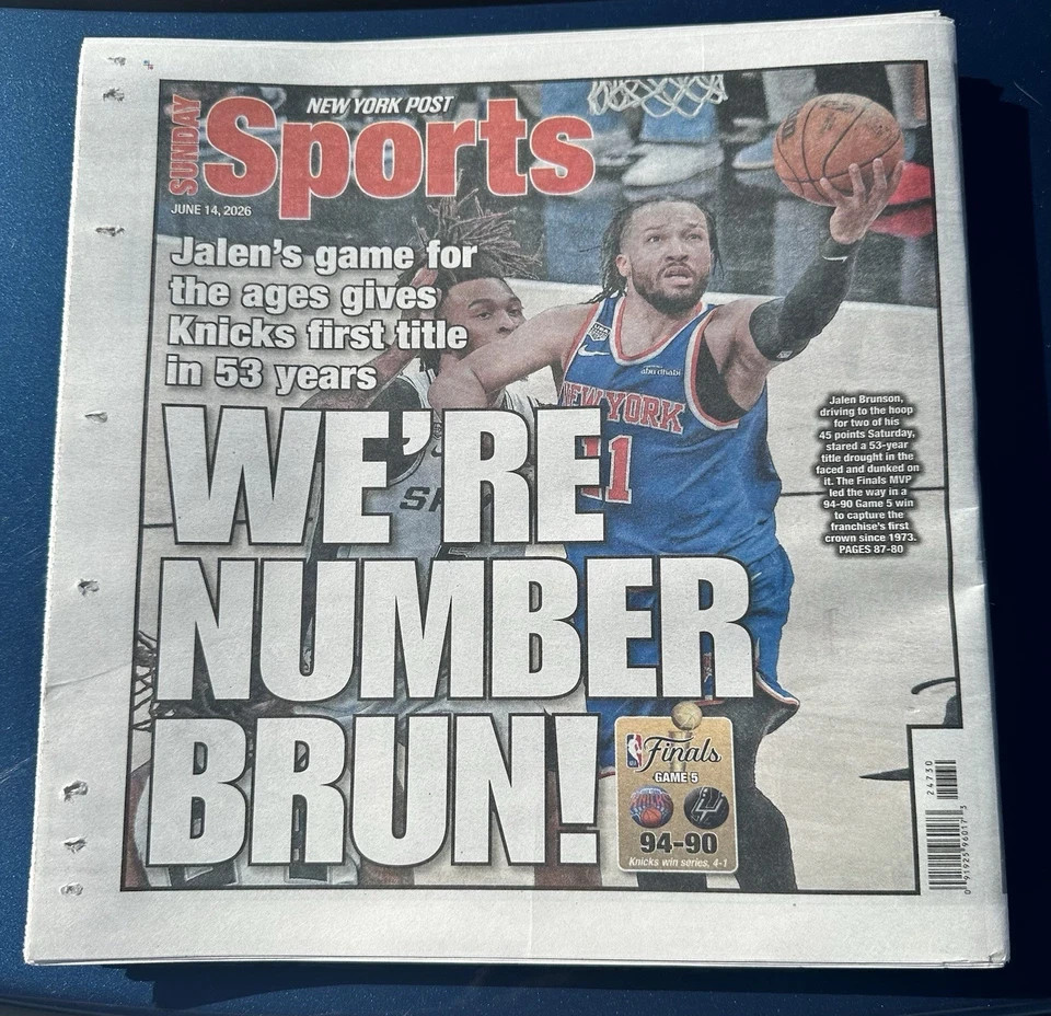 🏆 NEW YORK POST JUNE 14 2026 KNICKS ARE WORLD CHAMPIONS NEWSPAPER 🏆🗽🏆CHAMPS