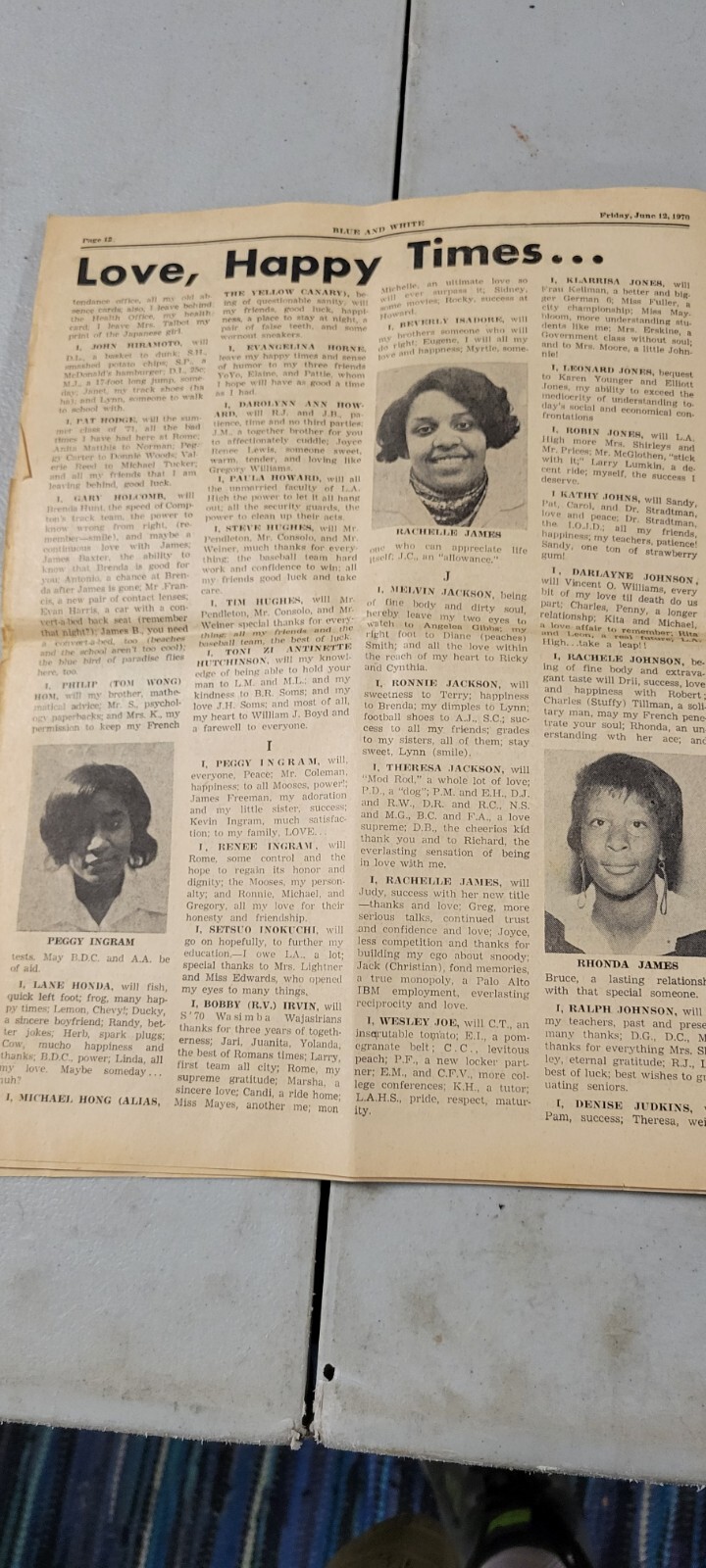 Vintage Rare 1970 LA High School Americana Wassimba Wajasiris Black Newspaper