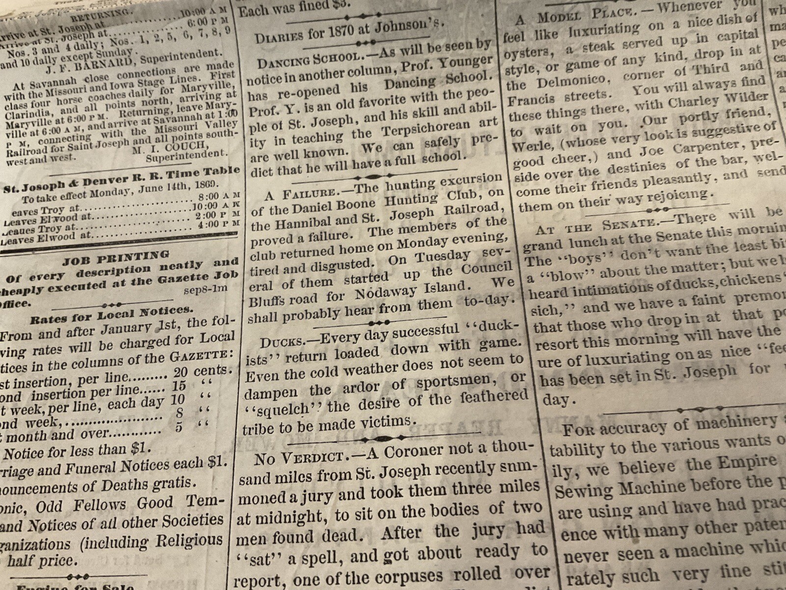 4 Missouri Civil War Reconstruction News 1869 St Joseph Negros Cachiz Apache