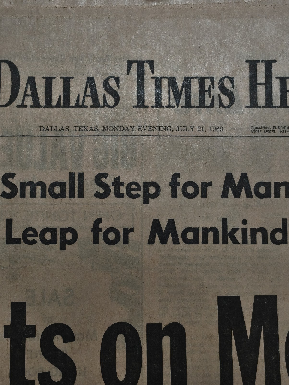 Vintage Dallas Times Herald July 21 1969 Apollo 11 Moon Landing Newspaper