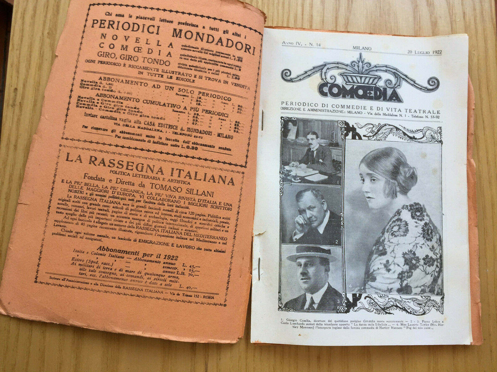 MONDADORI COMEDIA PERIODICO COMEDIA E VITA THEATRALE N° 14 1922 OTTOLINI 2/19