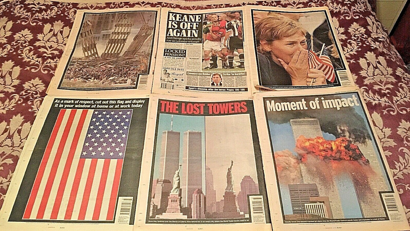 * 6 x Daily Mail Newspapers – 12th to 17th September 2001 9/11 Editions – RARE *