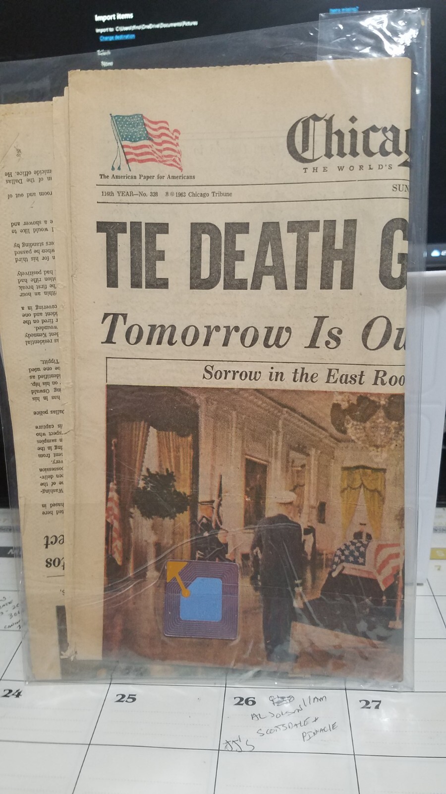 JFK November 24, 1963 Chicago Tribune Headlines newspaper Gun Tied To Oswald