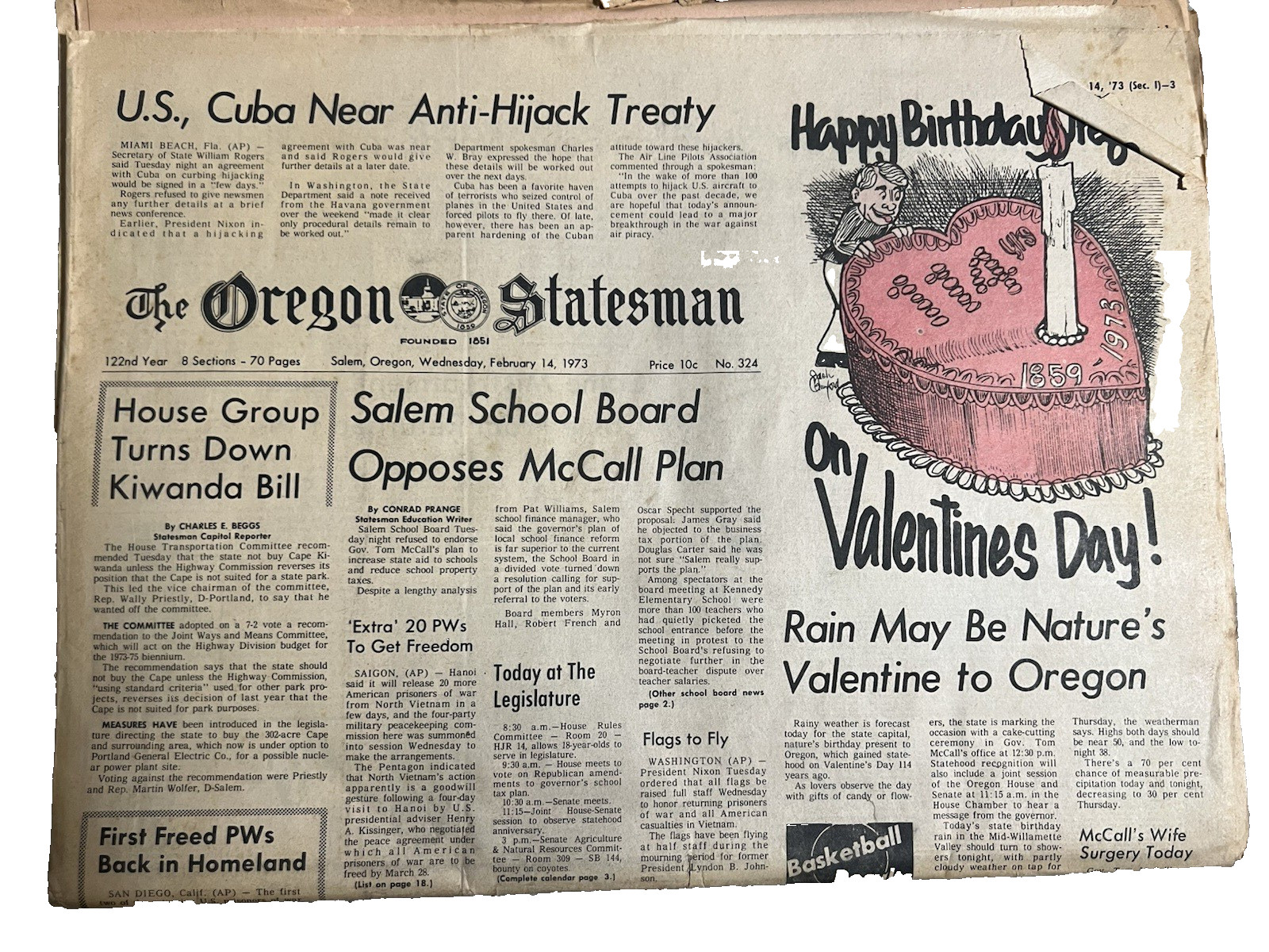 The Oregon Statesman Newspaper Wednewsday, February 14, 1973 U.S. Cuba Treaty