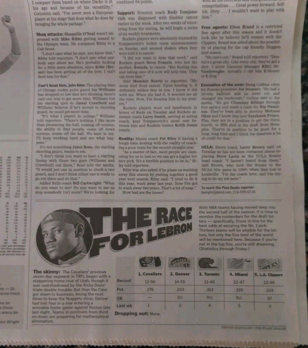 Plain Dealer newspaper LeBron James lot of 3 – 2003 high school 2004 ROY 2007