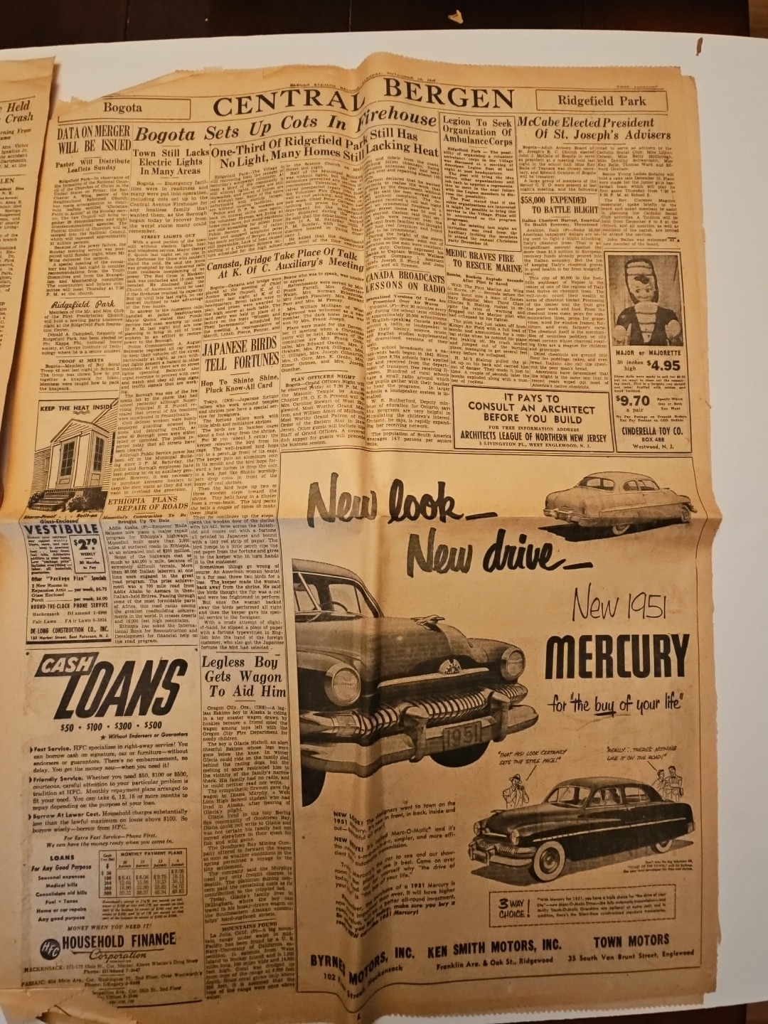 Lot Of 4 BERGEN EVENING RECORD NEWSPAPERS 1944, 49, 50 WW2