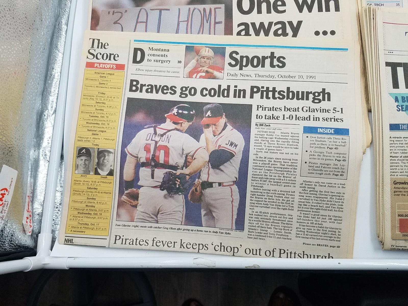 Lot of 8 – Atlanta Braves 90’s Playoff AJC Newspapers, World Series