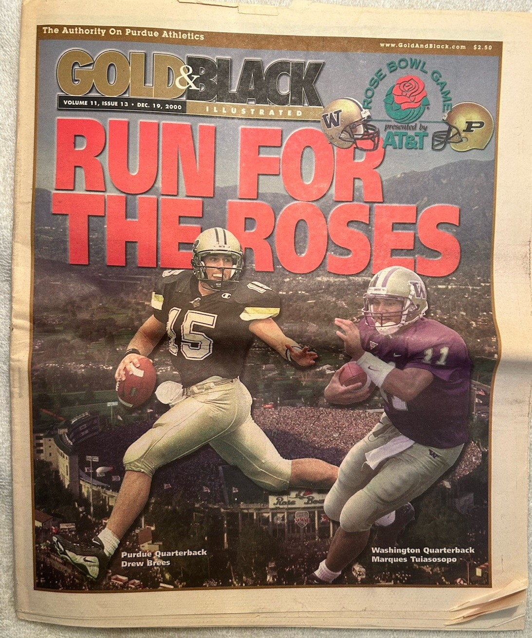 Dec. 2000 Gold & Black Purdue Newspaper Drew Brees On Cover Run For The Roses