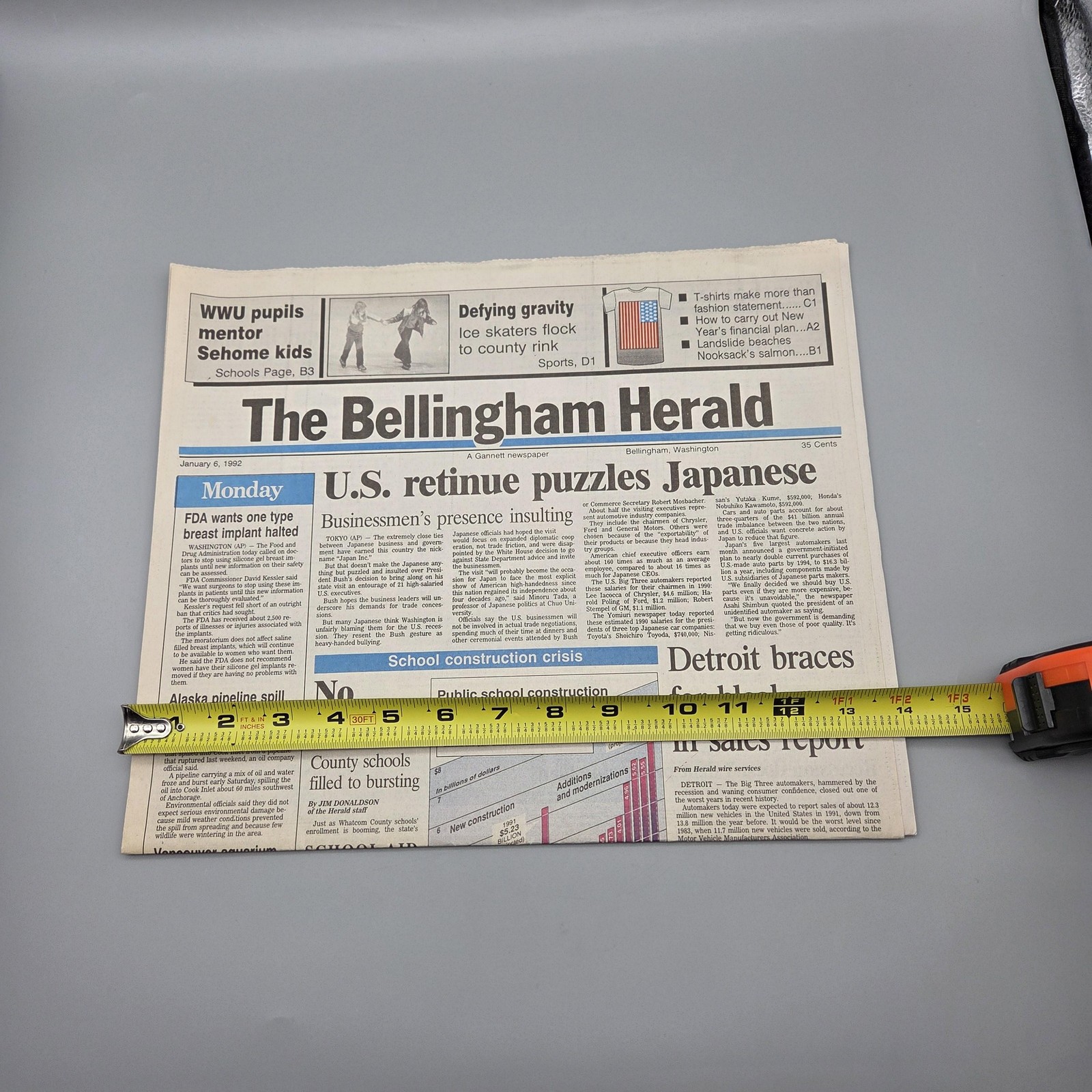 VTG 1992 Bellingham Herald WA Newspaper Jan 6 Alaska Pipeline Spill Front Page