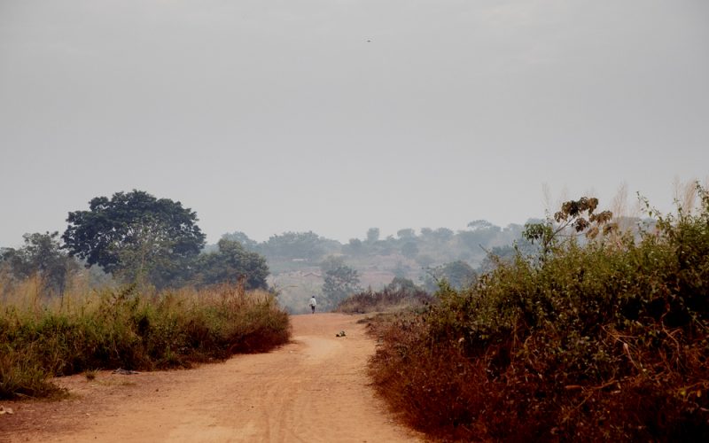 A road by the Élevage IDP site in the Central African Republic on December 7th, 2020. More than 15000 people live at the Élevage internally displaced people’s site on the outskirts of Bambari.